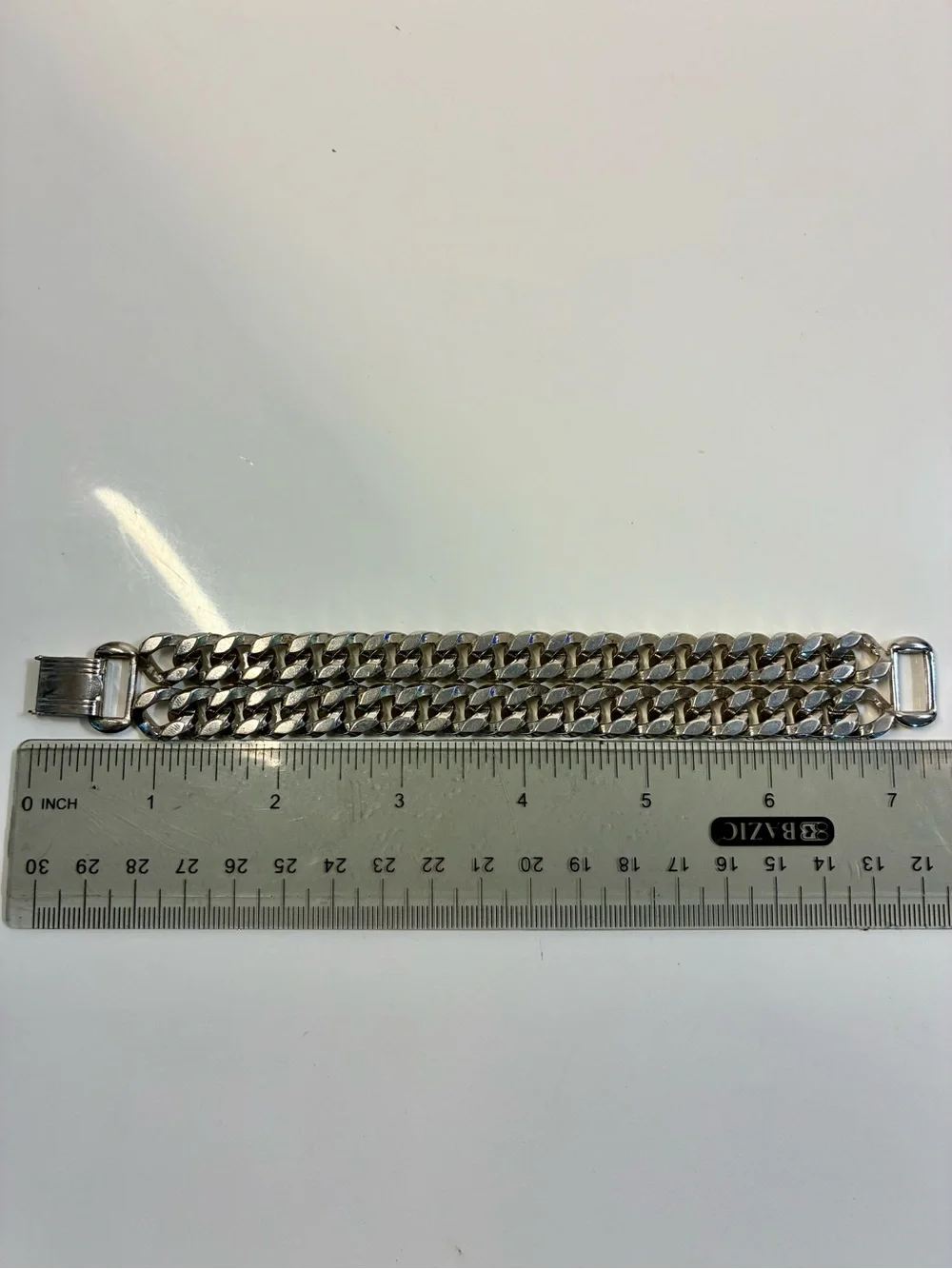 VTG Marino Silver-Tone Double Cuban Link Chain Bracelet Chunky Timeless